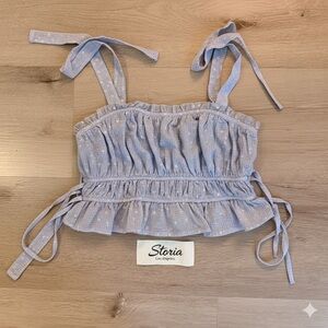 Storia Sky Blue gingham crop top | Size small